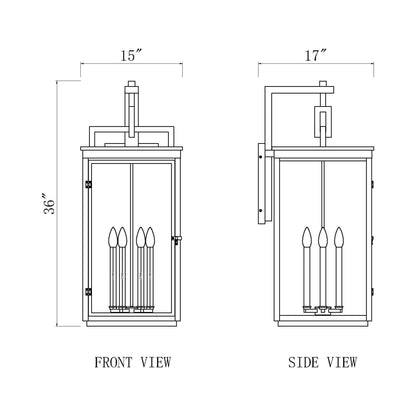 Hartwell Outdoor Wall Light - line drawing.