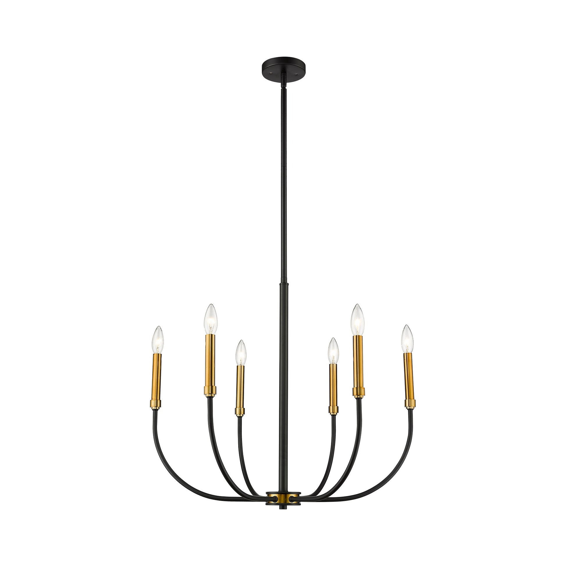 Haylie Chandelier in Matte Black/Olde Brass (6-Light).