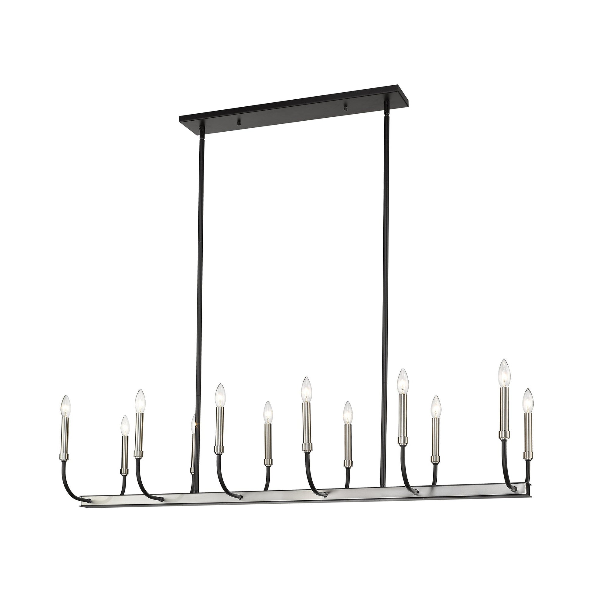 Haylie Linear Chandelier in Matte Black/Brushed Nickel (12-Light).
