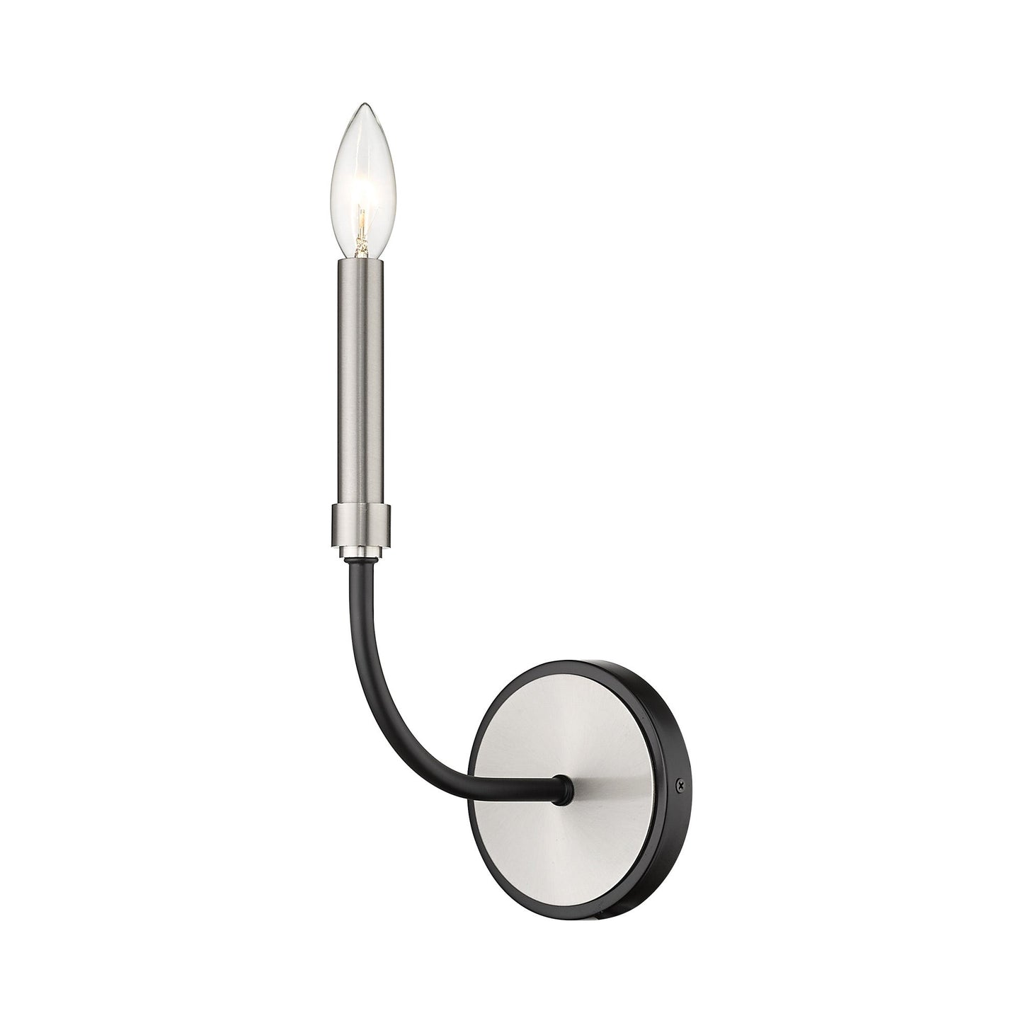 Haylie Wall Light in Matte Black/Brushed Nickel.