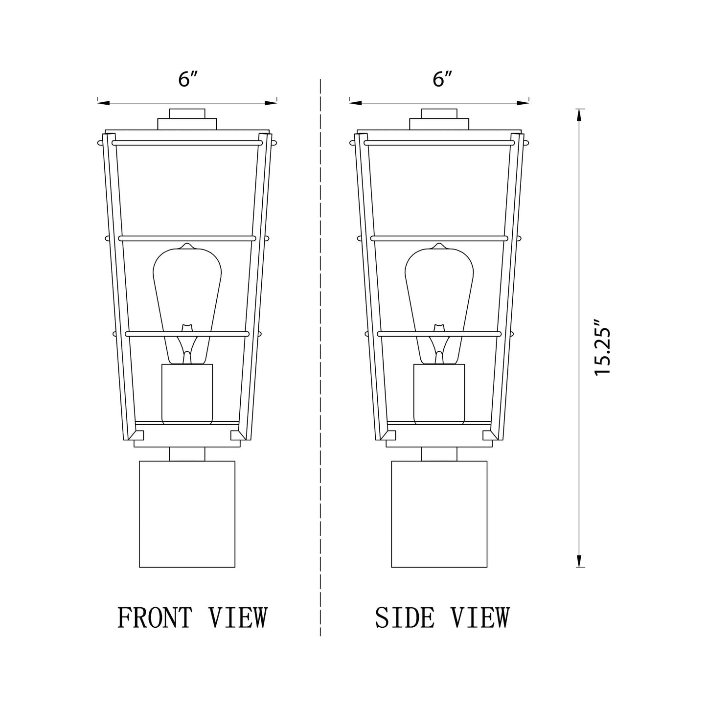 Helix Outdoor Post Light - line drawing.