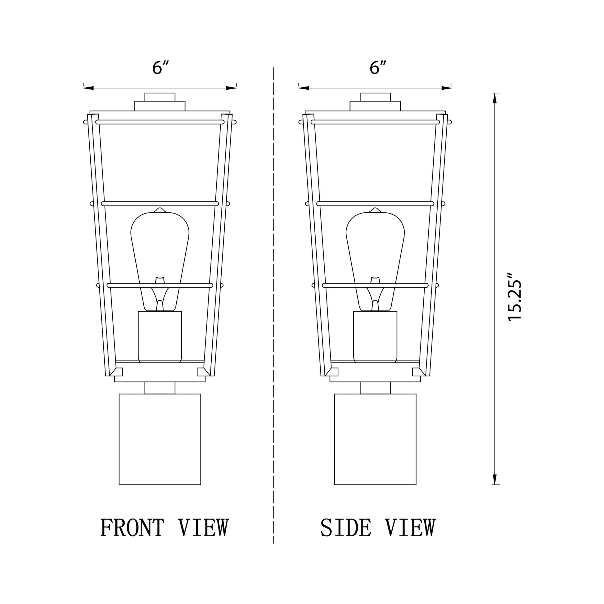 Helix Outdoor Post Light - line drawing.