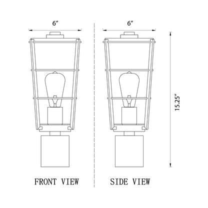 Helix Outdoor Post Light - line drawing.