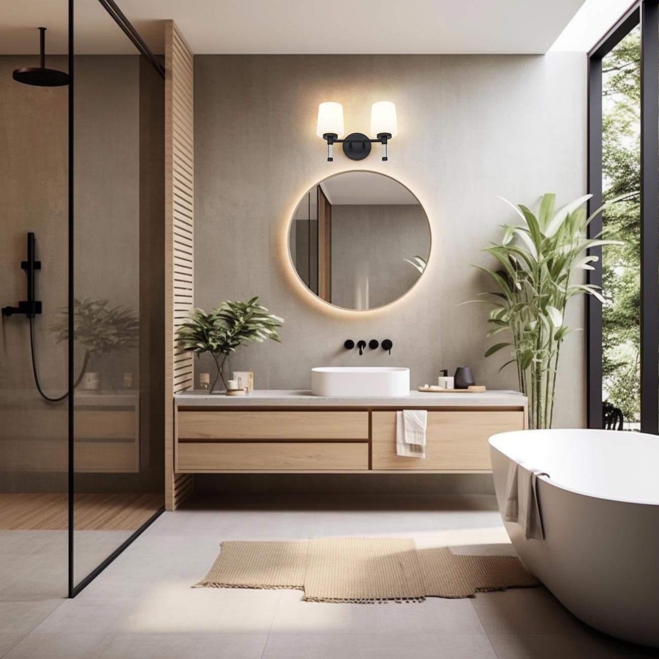 Henri Bath Vanity Light in bathroom.