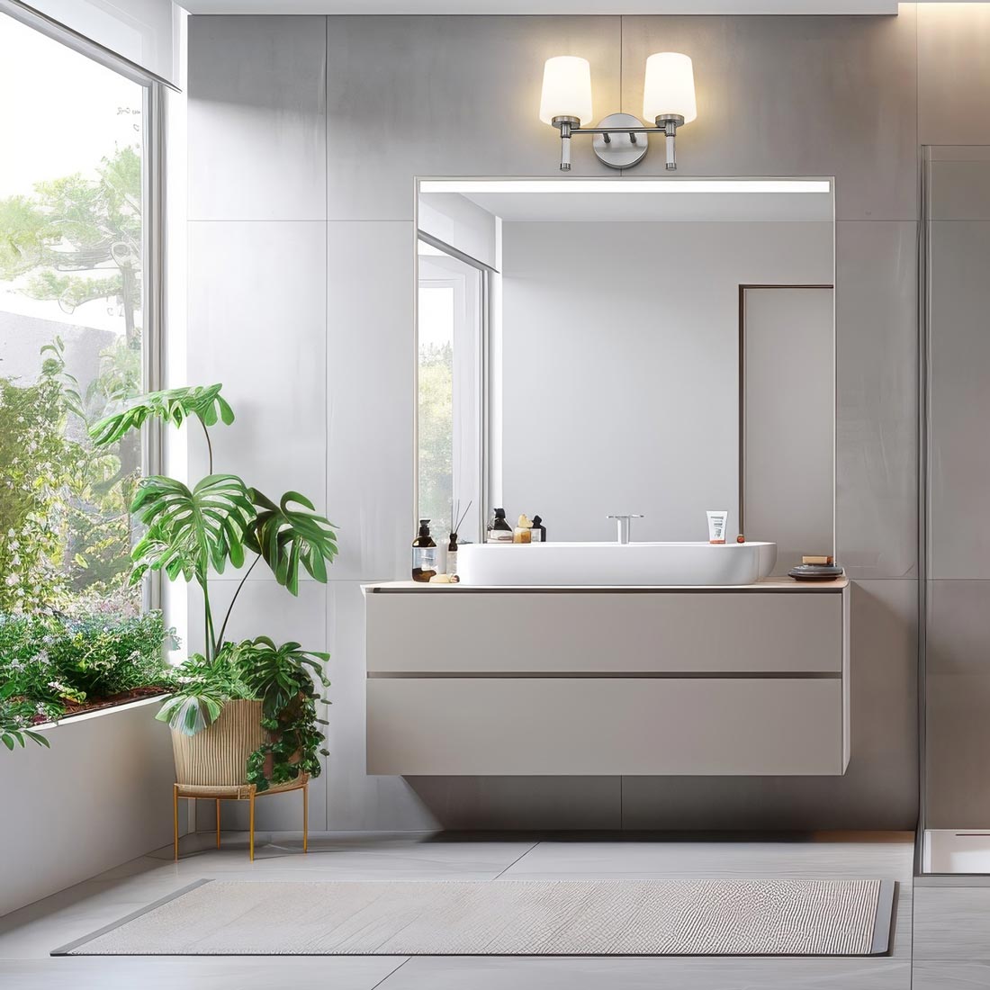 Henri Bath Vanity Light in bathroom.