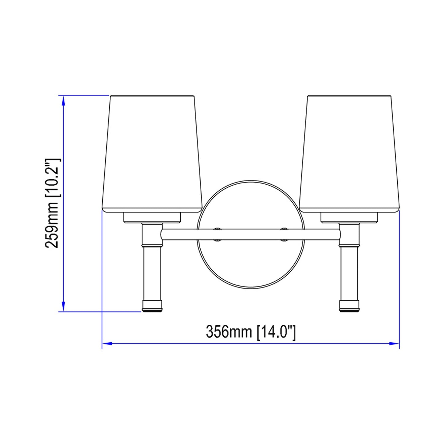 Henri Bath Vanity Light - line drawing.