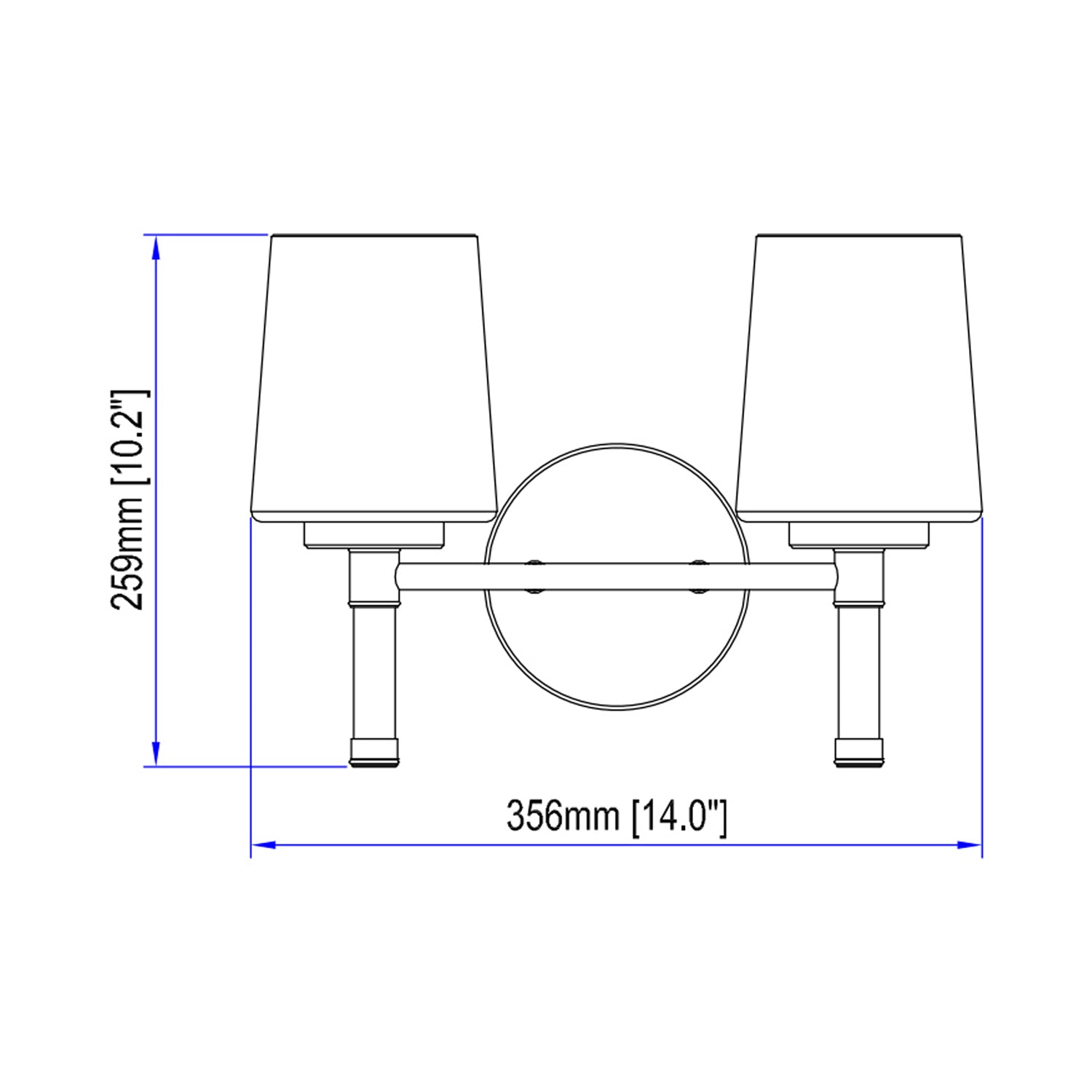 Henri Bath Vanity Light - line drawing.