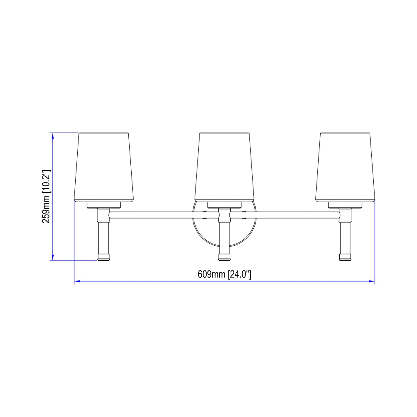 Henri Bath Vanity Light - line drawing.
