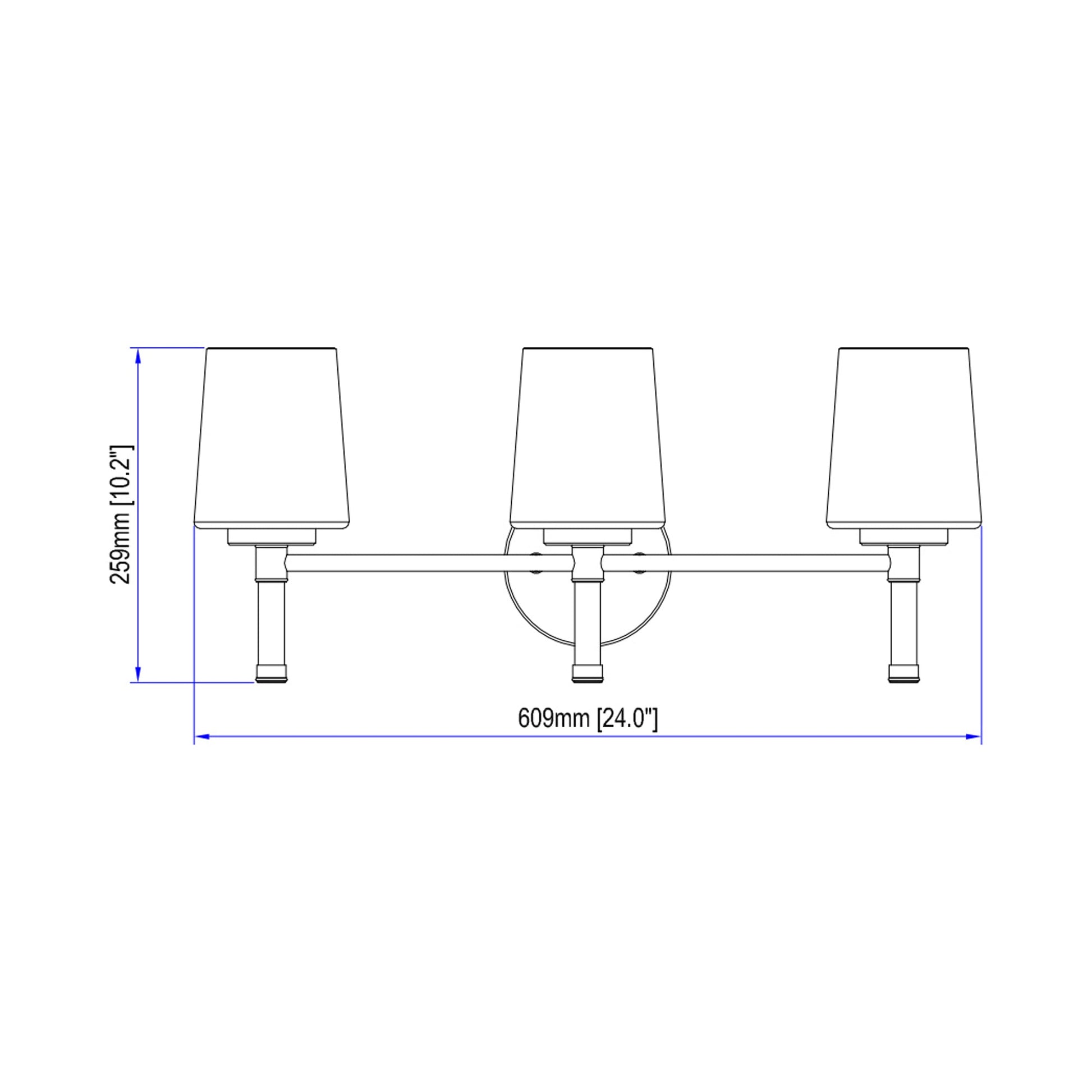 Henri Bath Vanity Light - line drawing.