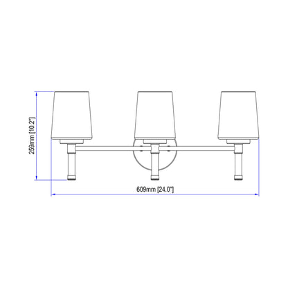 Henri Bath Vanity Light - line drawing.