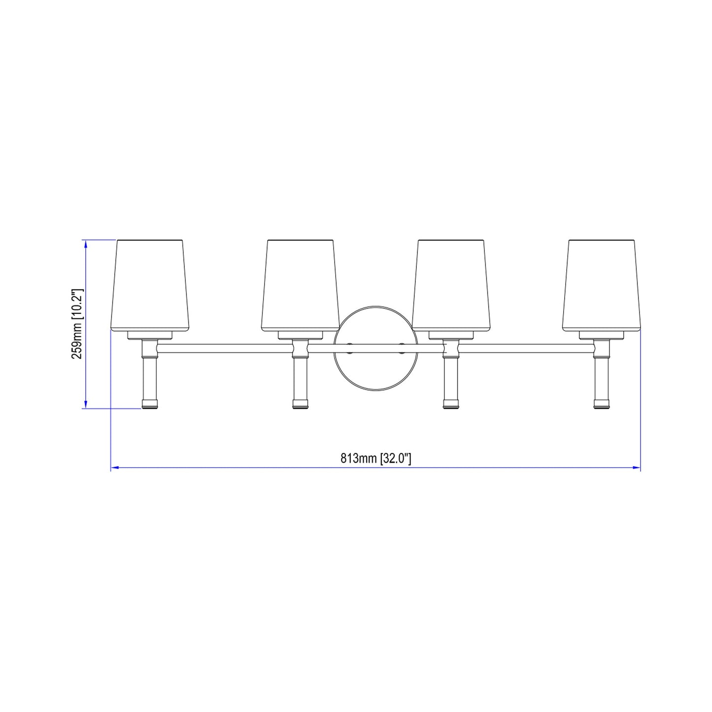 Henri Bath Vanity Light - line drawing.