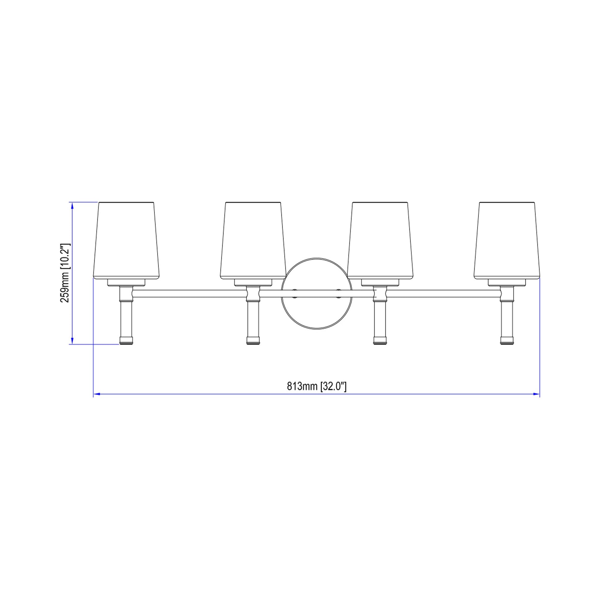 Henri Bath Vanity Light - line drawing.
