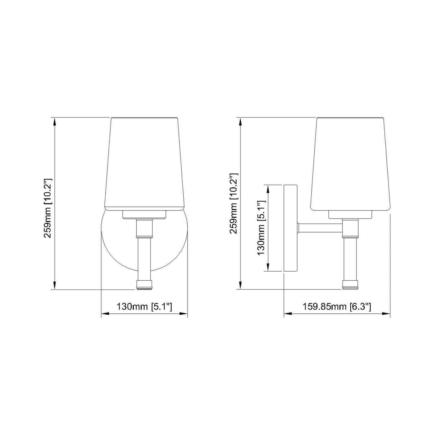 Henri Bath Wall Light - line drawing.