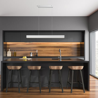 Hudson Linear LED Chandelier in kitchen.