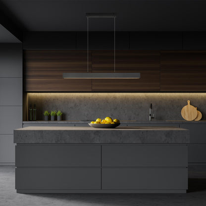 Hudson Linear LED Chandelier in kitchen.