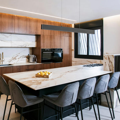 Hudson Linear LED Chandelier in kitchen.