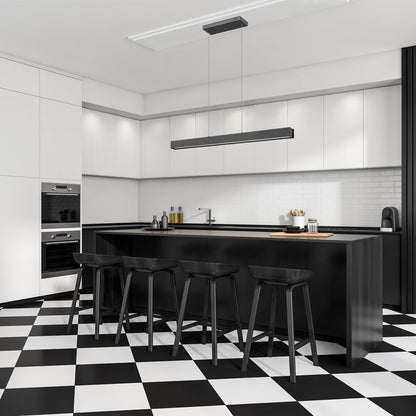 Hudson Linear LED Chandelier in kitchen.