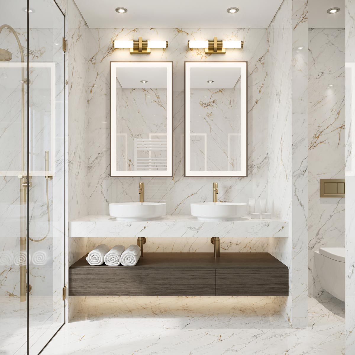 Idris LED Bath Vanity Light in bathroom.