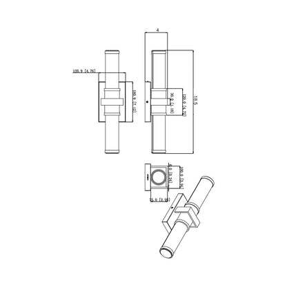 Idris LED Bath Vanity Light - line drawing.