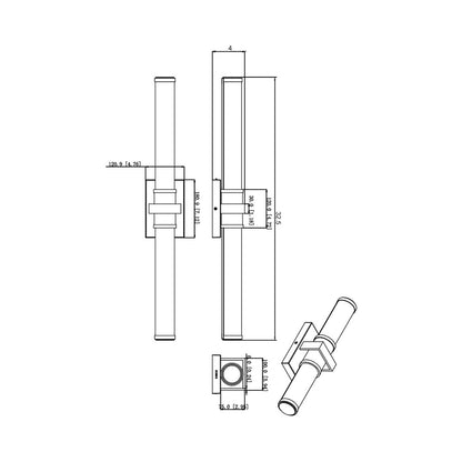 Idris LED Bath Vanity Light - line drawing.