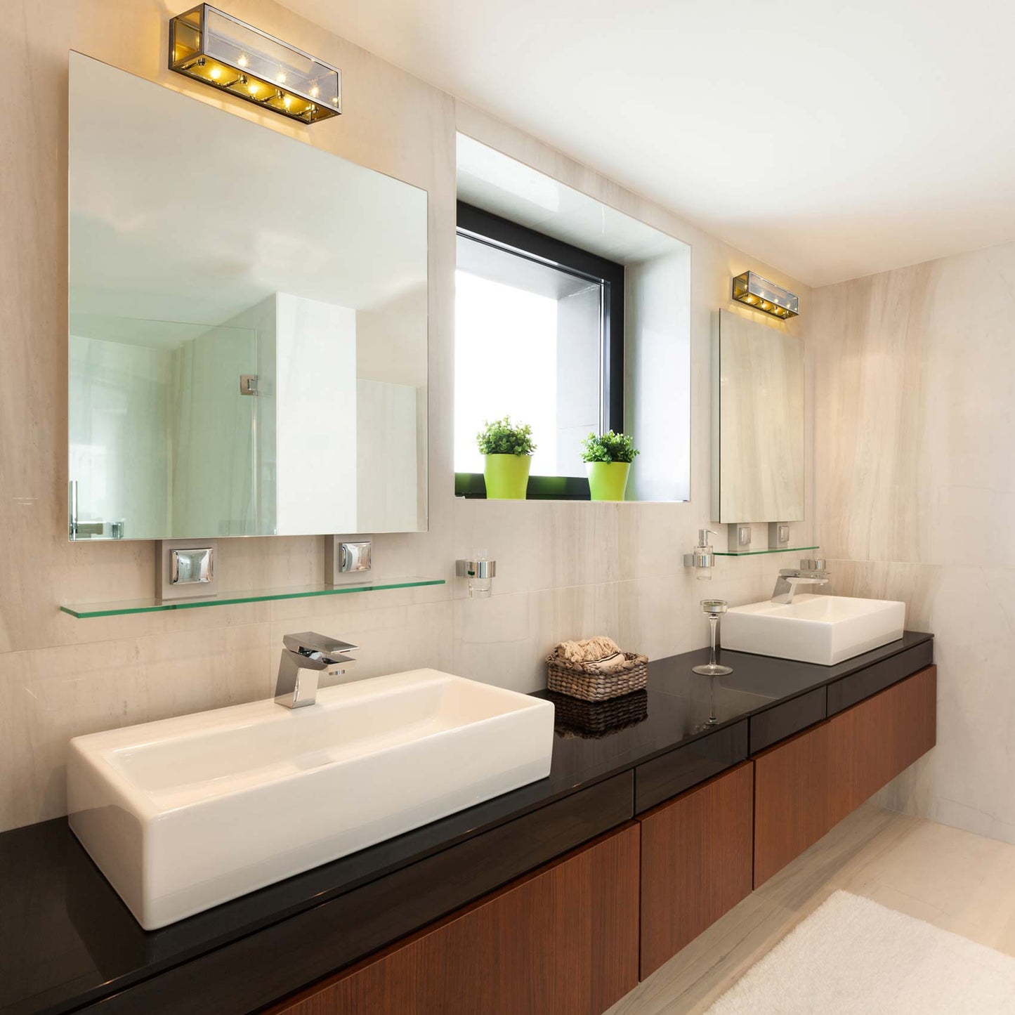 Infinity Bath Vanity Light in bathroom.