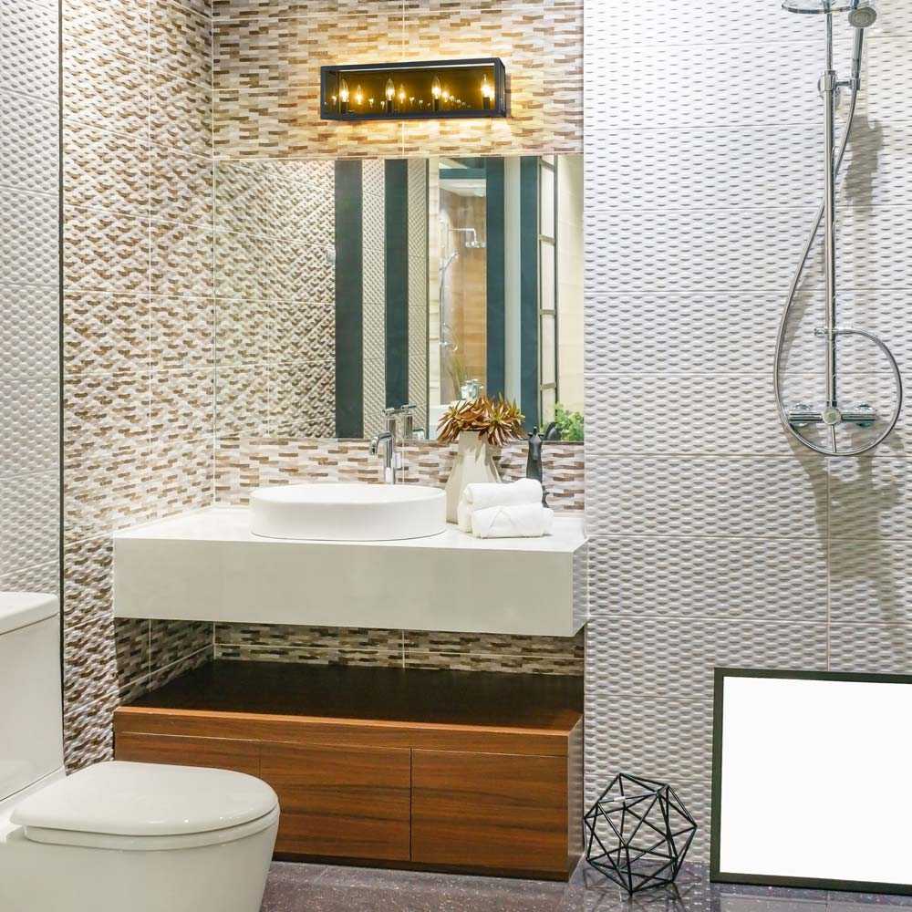 Infinity Bath Vanity Light in bathroom.