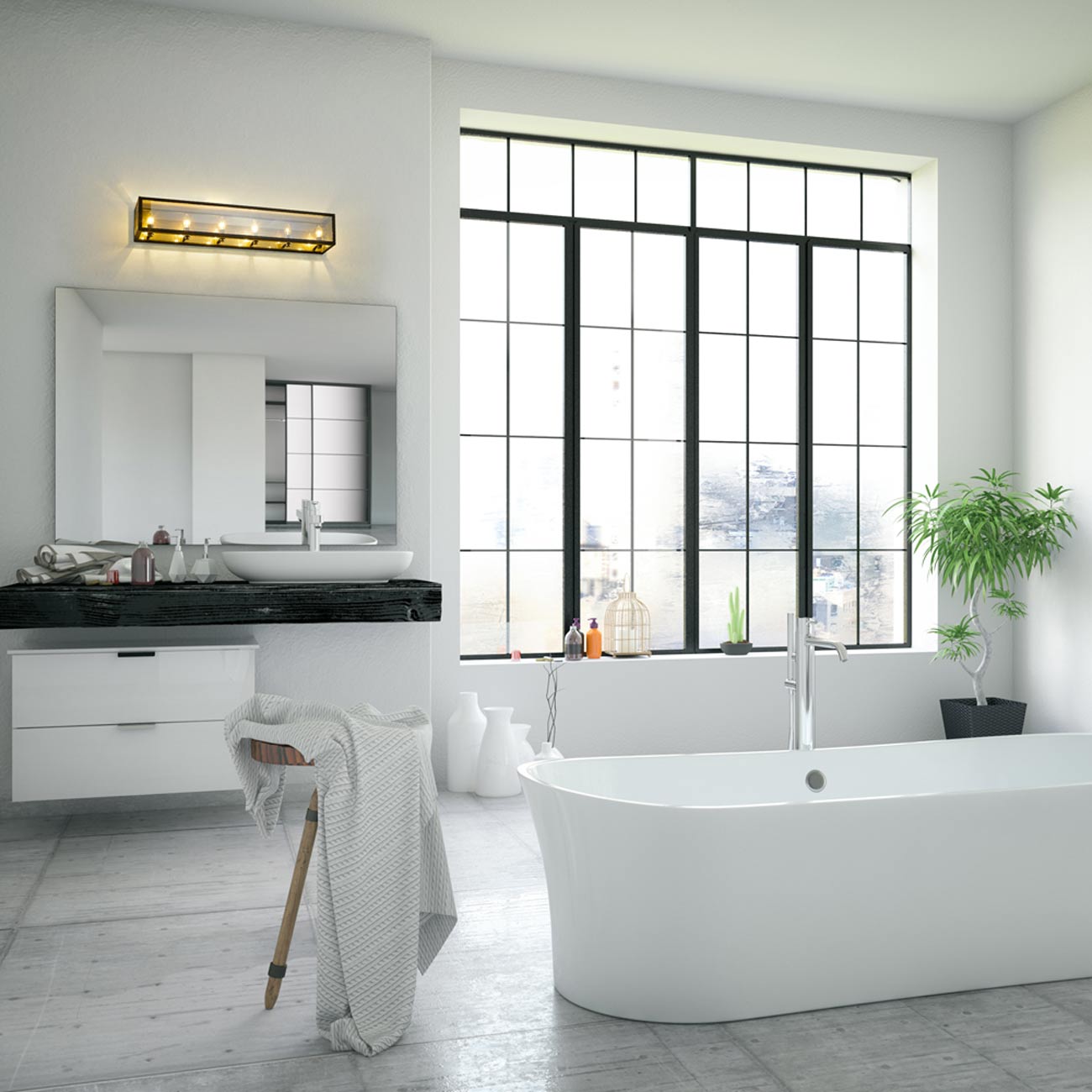 Infinity Bath Vanity Light in bathroom.