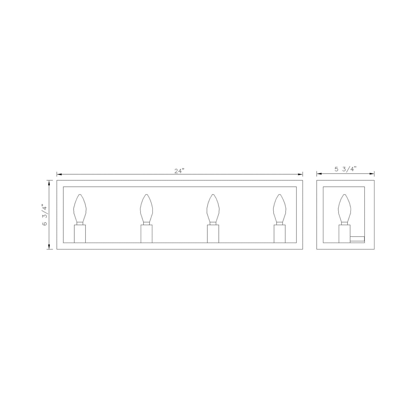 Infinity Bath Vanity Light - line drawing.