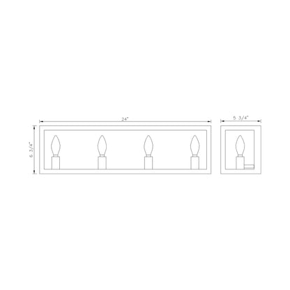 Infinity Bath Vanity Light - line drawing.