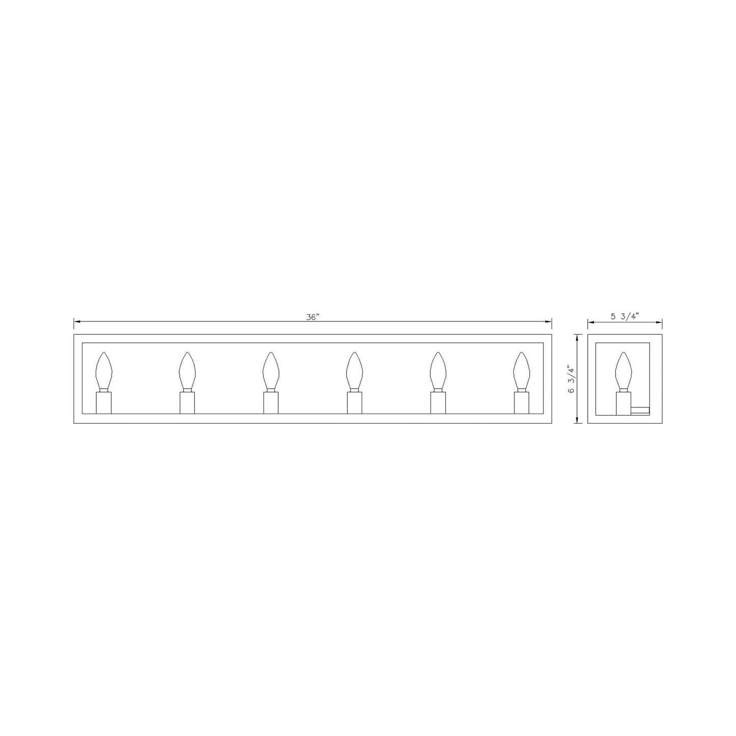 Infinity Bath Vanity Light - line drawing.