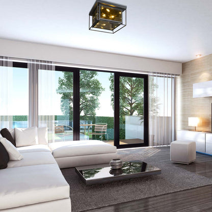Infinity Flush Mount Ceiling Light in living room.