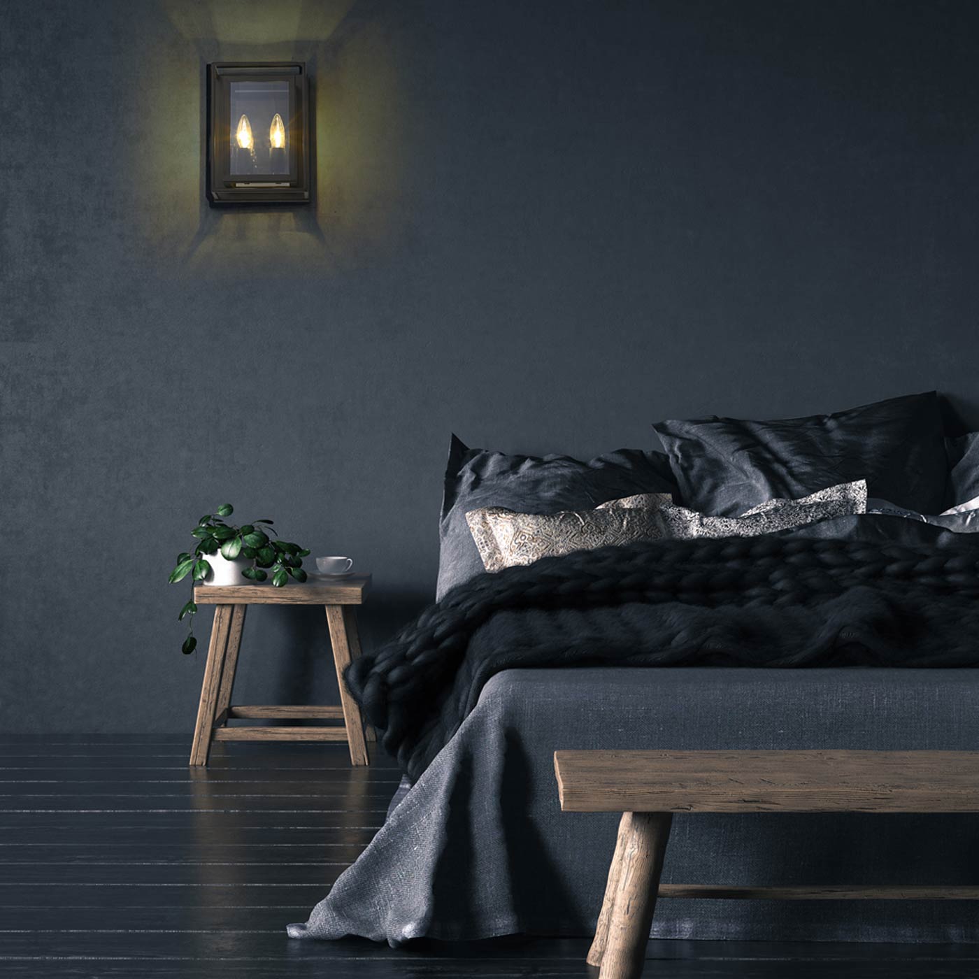 Infinity Wall Light in bedroom.