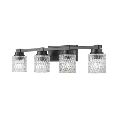 Jacqueline Bath Vanity Light in Matte Black (4-Light).