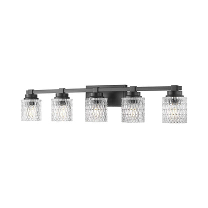 Jacqueline Bath Vanity Light in Matte Black (5-Light).