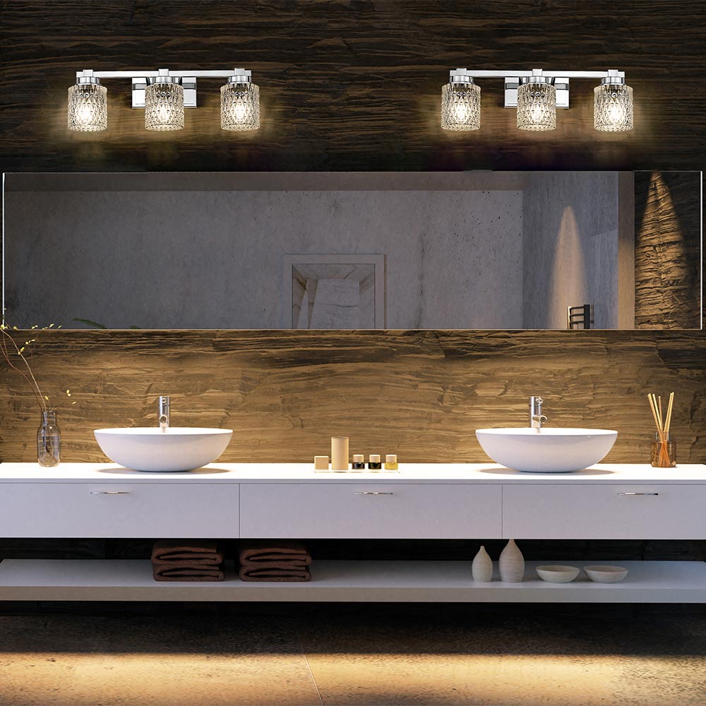 Jacqueline Bath Vanity Light in bathroom.