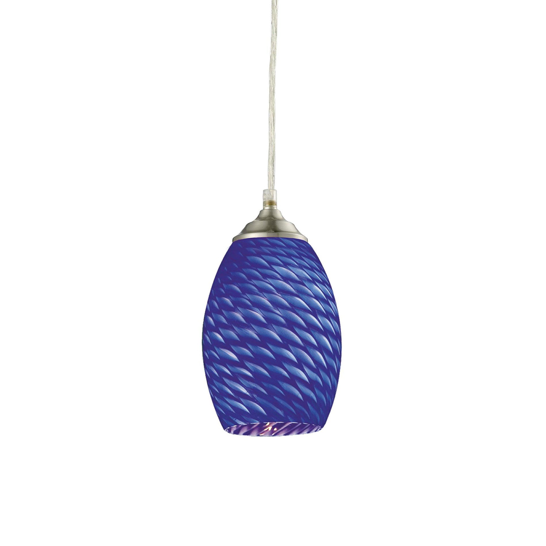 Jazz Pendant Light in Brushed Nickel/Blue.