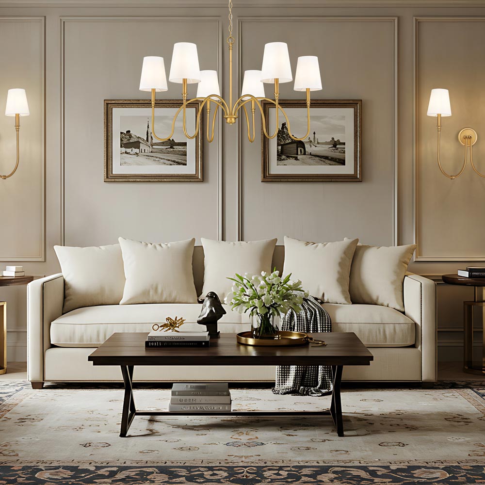 Jisele Chandelier in living room.