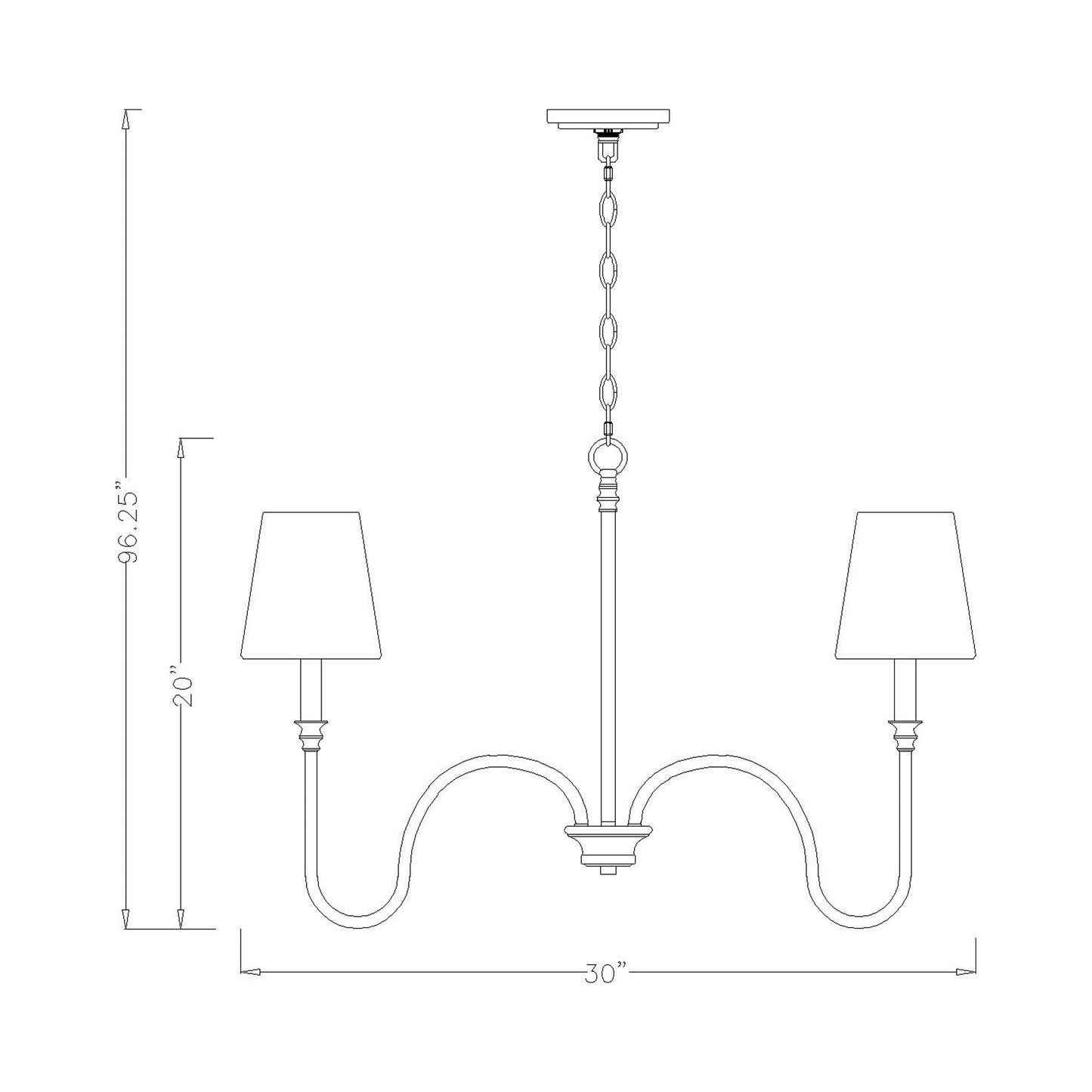 Jisele Chandelier - line drawing.