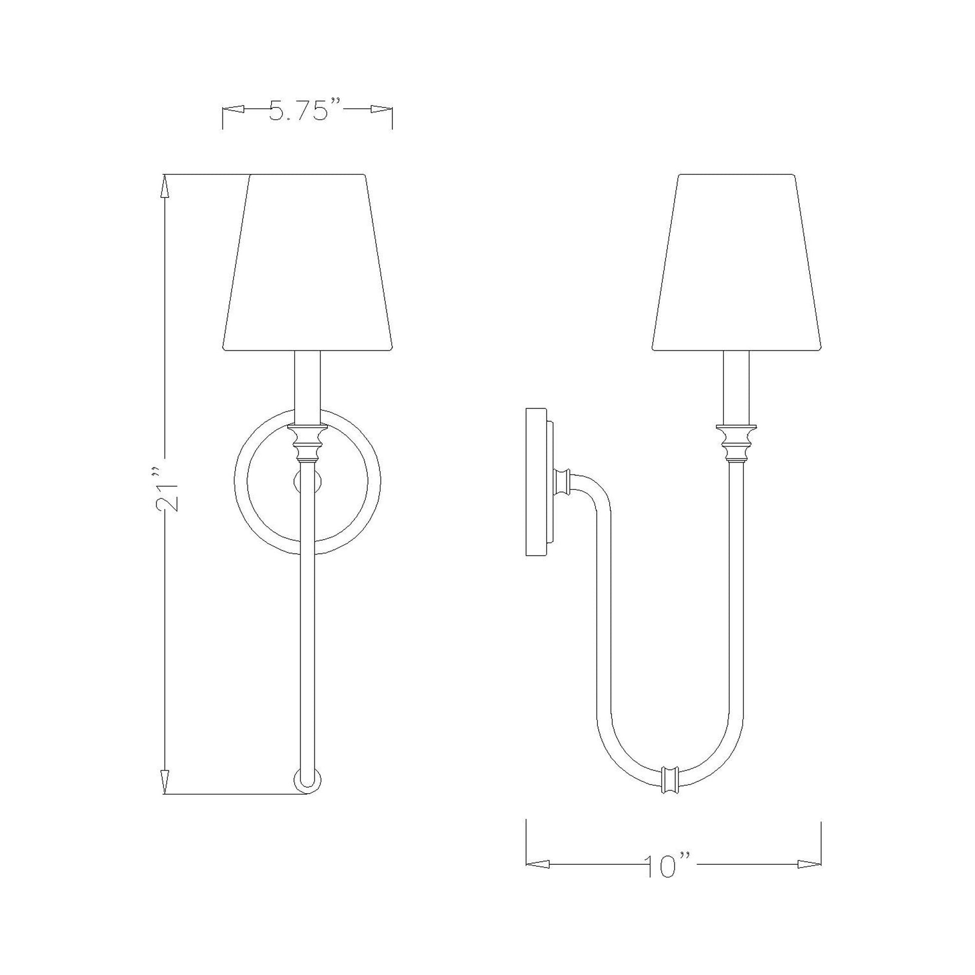 Jisele Wall Light - line drawing.