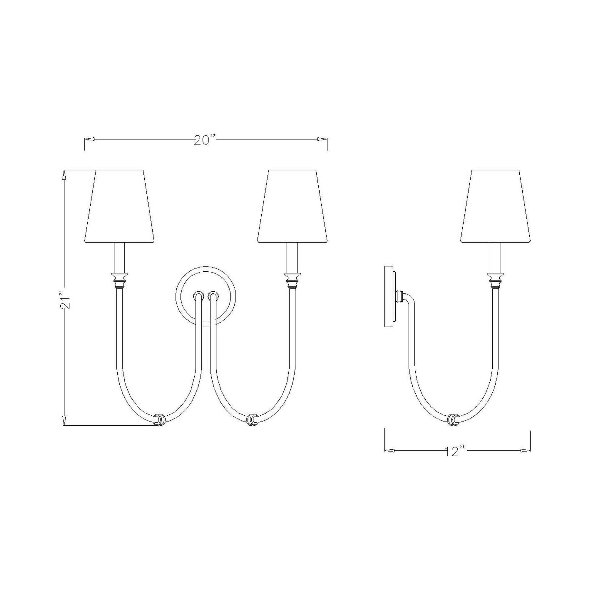 Jisele Wall Light - line drawing.