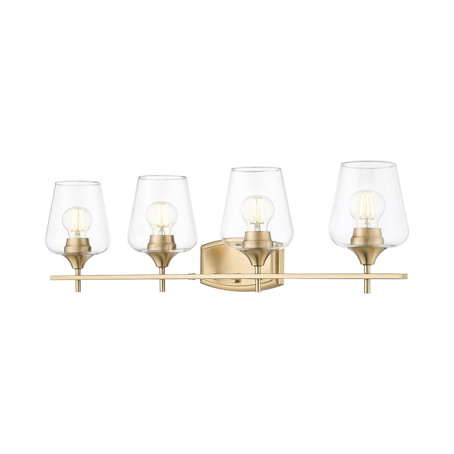 Joliet Bath Vanity Light in Burnished Brass (4-Light).