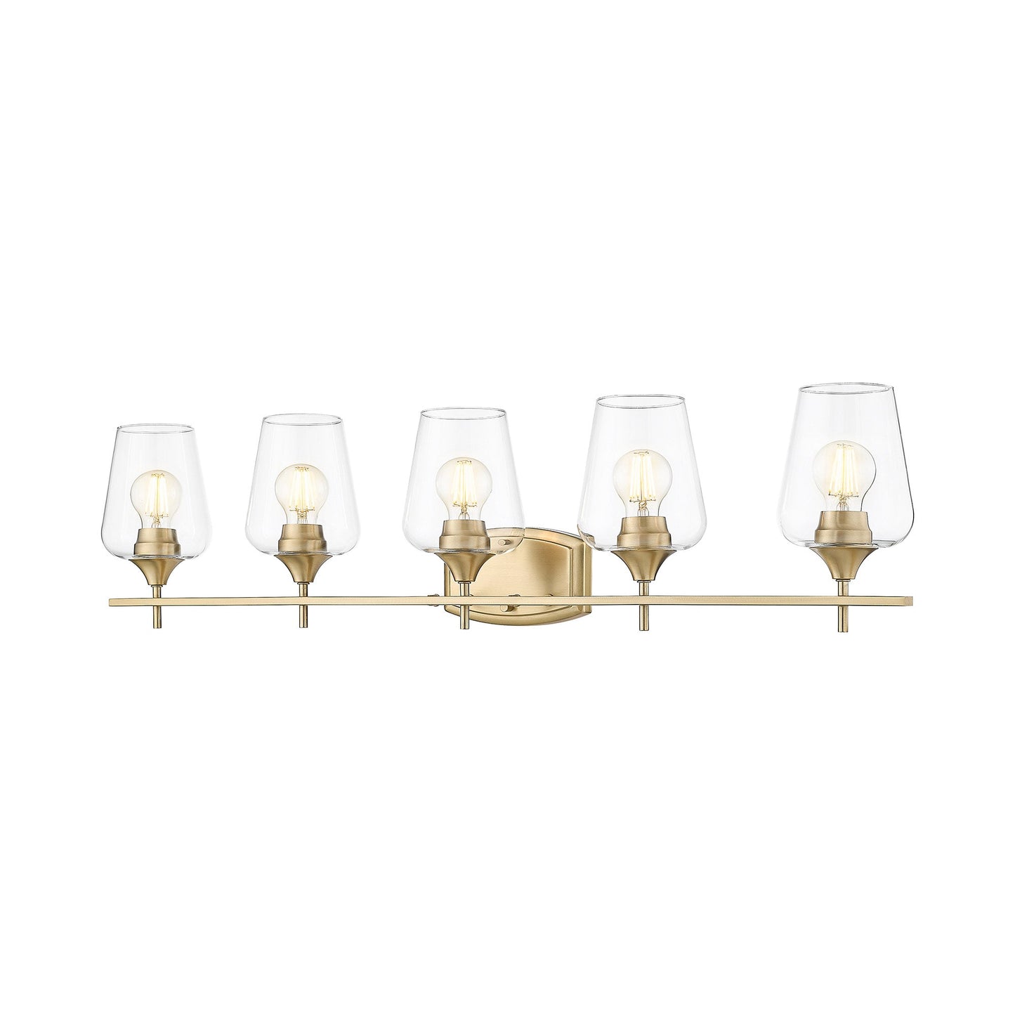 Joliet Bath Vanity Light in Burnished Brass (5-Light).