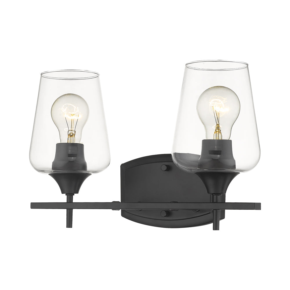 Joliet Bath Vanity Light in Matte Black (2-Light).