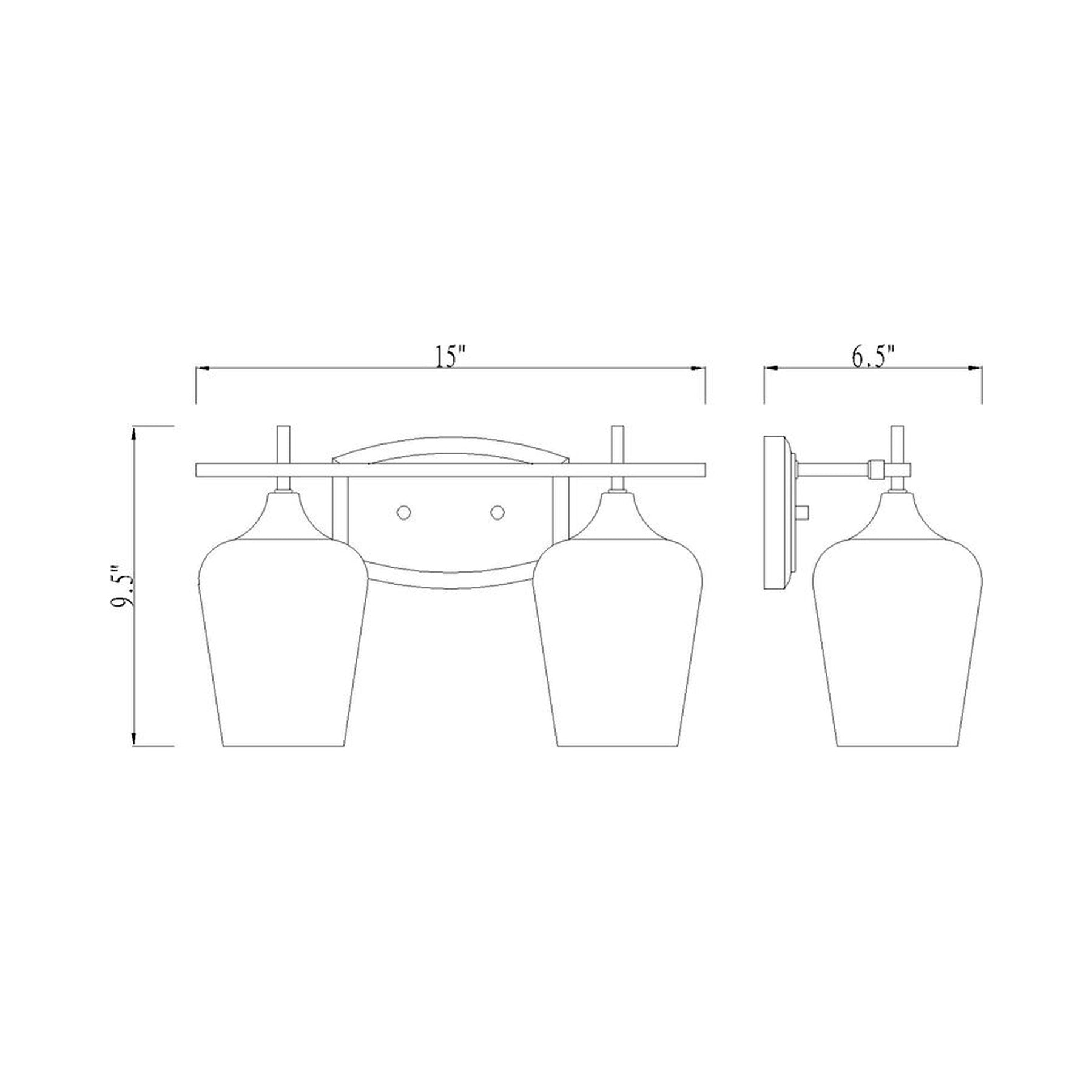 Joliet Bath Vanity Light-  line drawing.