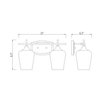 Joliet Bath Vanity Light-  line drawing.