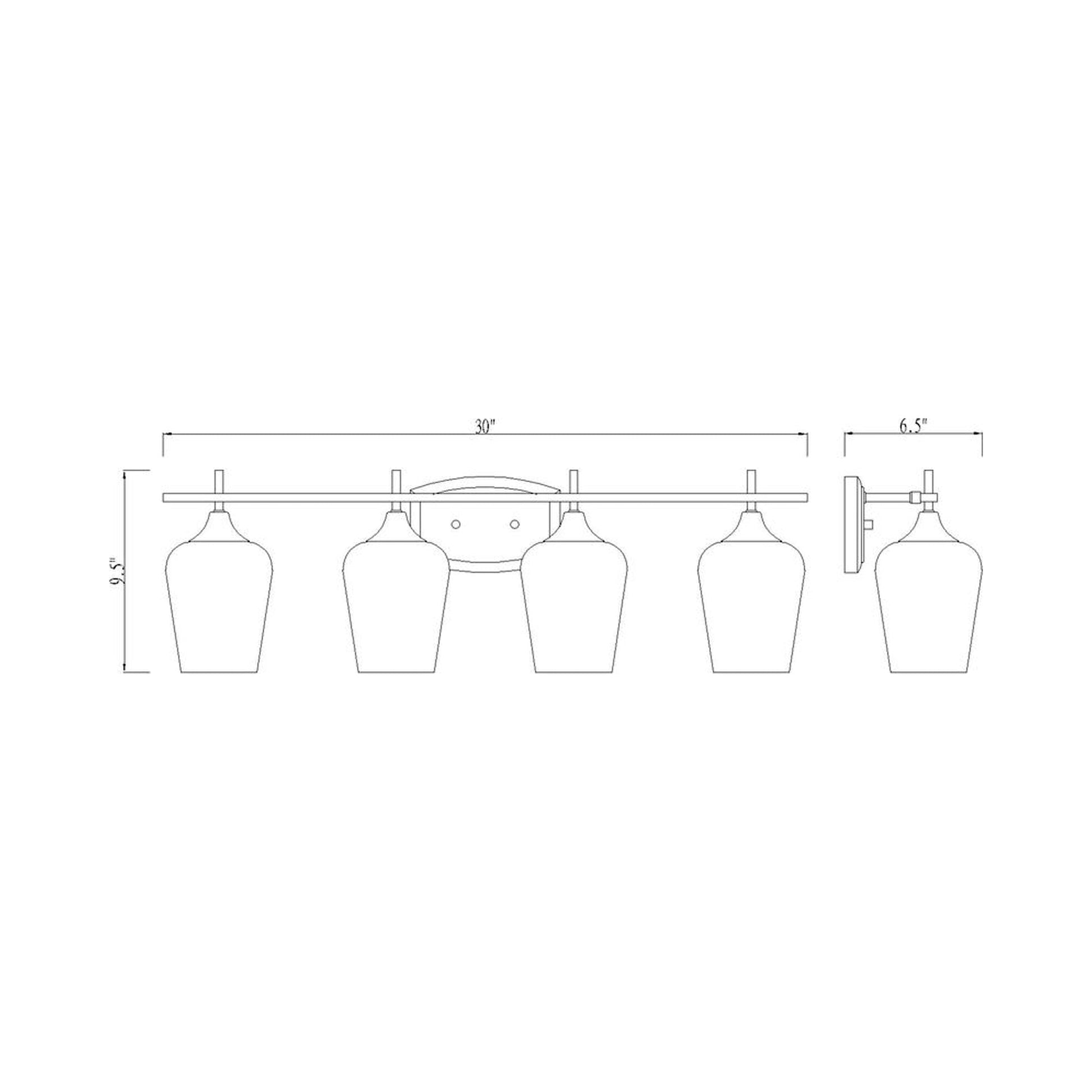 Joliet Bath Vanity Light-  line drawing.