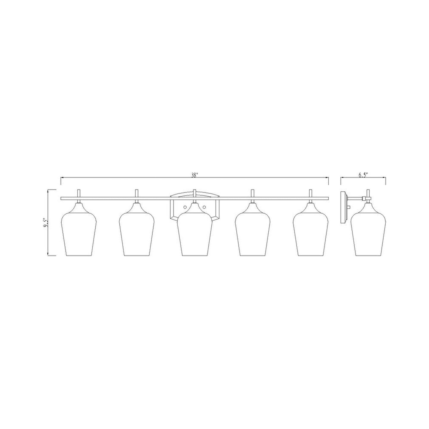 Joliet Bath Vanity Light-  line drawing.