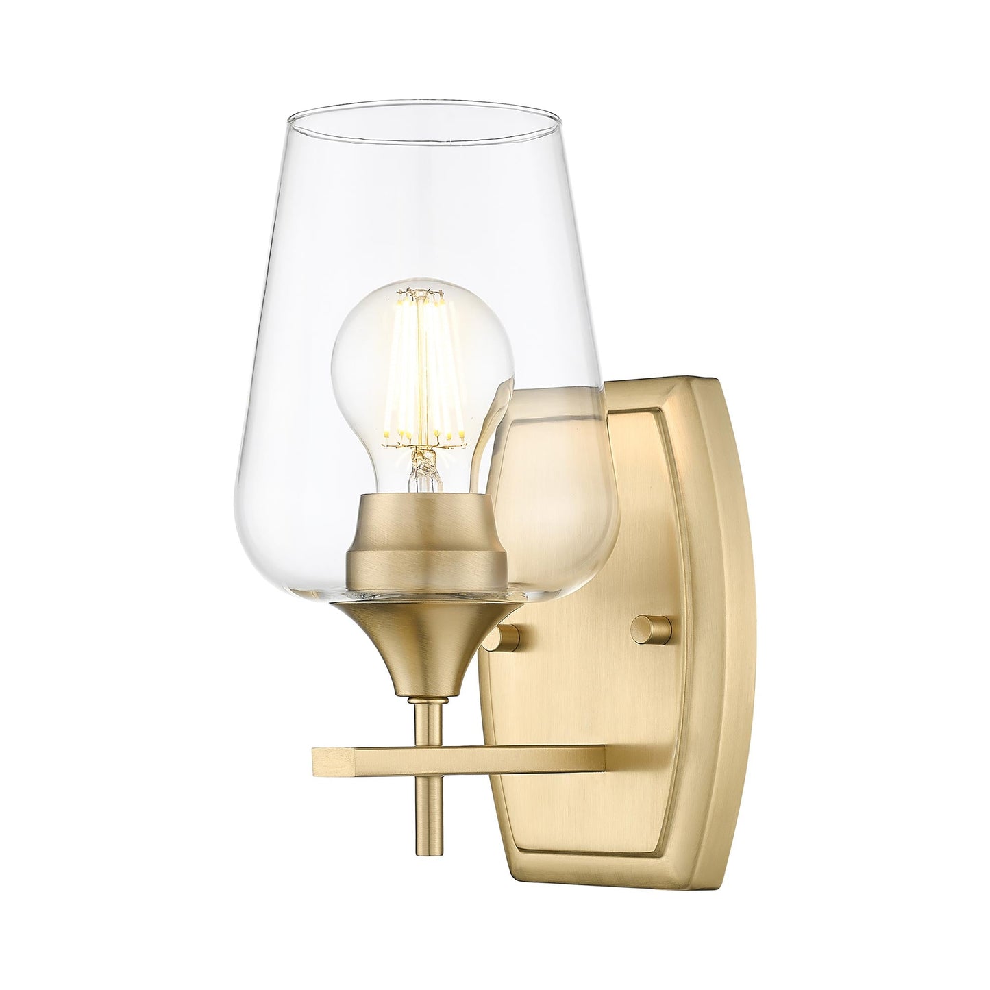 Joliet Bath Wall Light in Burnished Brass.