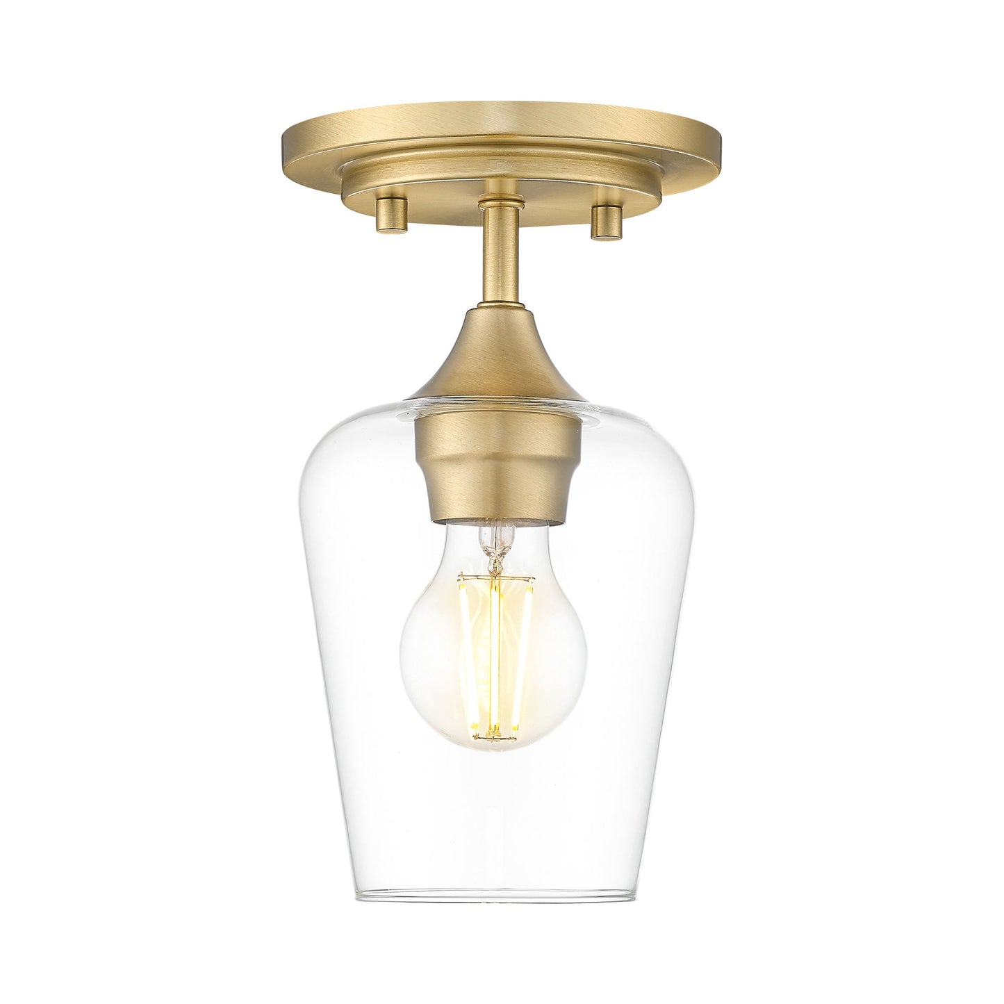 Joliet Flush Mount Ceiling Light in Burnished Brass.