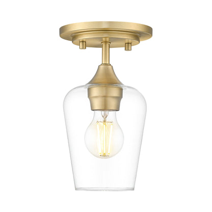 Joliet Flush Mount Ceiling Light in Burnished Brass.